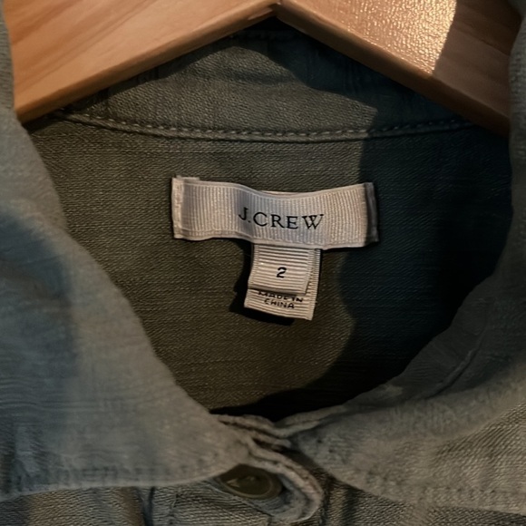 J.Crew | Green Military Pocket Shirt, Size 2, Shacket, Cotton - Picture 6 of 10